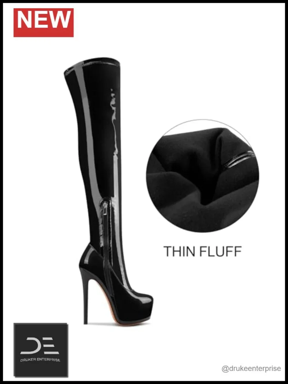 Patent Leather Over the Knee Stiletto Boots 5.9